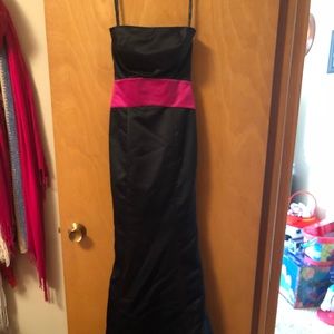 Black and Pink long bridesmaid dress